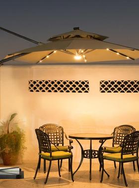 户外遮伞庭院别墅伞阳859能台花园售楼部太阳阳伞室外露灯天带罗