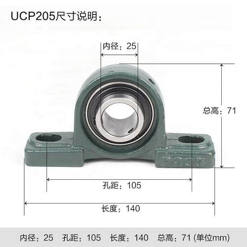 HT带M铸W立式座轴承UCP205内径2mm铁/铸钢材质轴承座 76外球面5轴