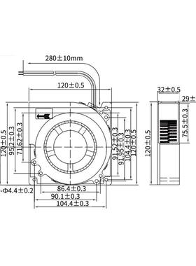 汽车臭氧鼓风机三线FG转数反直流1馈202滚扇排珠散热风厂家42675
