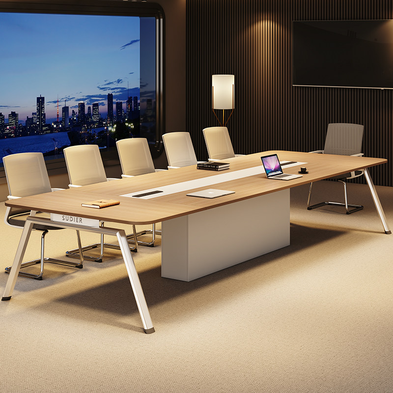 会议桌长桌现代办公简约桌椅组合长条桌会议室桌图书馆洽谈接待桌
