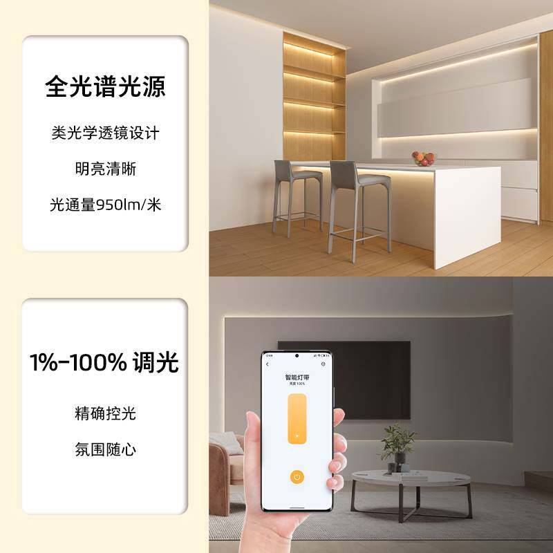 liproLED室内护眼智能灯带客厅卧室吊顶厨房贴片长条灯家用防水高性价比高么？