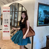 Echoone告白气球 桑蚕丝棉混纺百褶裙女设计感小众别致松紧腰半裙