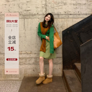 Echoone Jade羊绒套头绿色毛衣女装秋冬季百搭显瘦高级感针织上衣