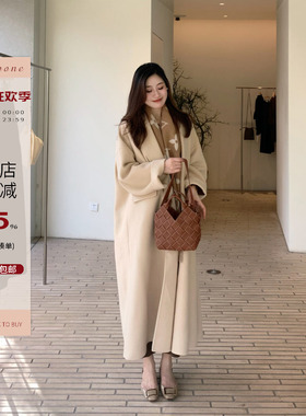 Echoone 简约生活 极简慵懒双面呢大衣女秋冬季百搭优雅气质外套