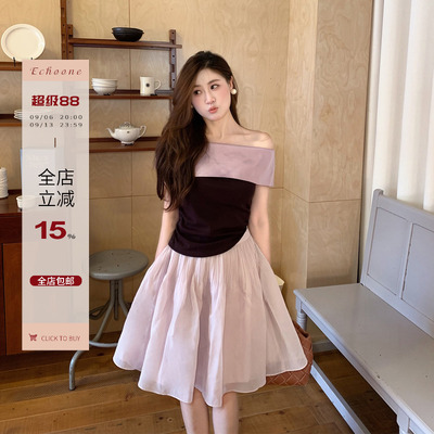 压褶少女感伞裙半身裙女