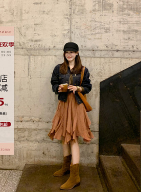 Echoone Passionate autumn 花瓣半身裙女新款不规则裙摆设计短裙