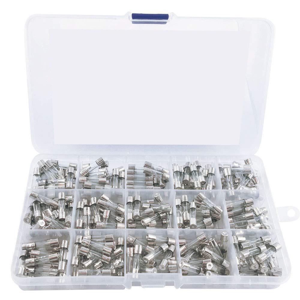 300pcs盒装玻璃保险丝组合5x20mm250V0.1A-20A管保险丝组合套装