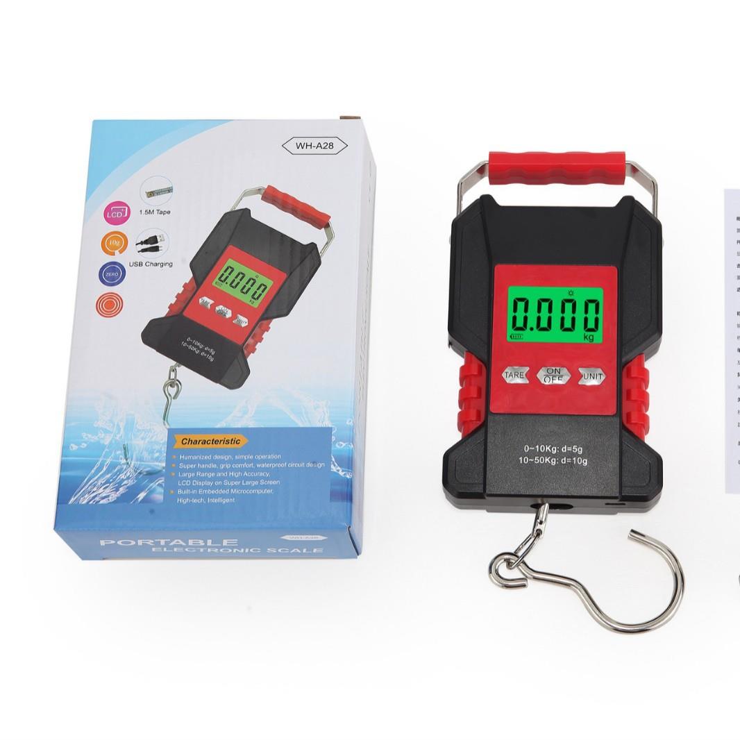 全防水充电带卷尺超宽提手电子手提秤快递秤邮政电子称吊钩秤50KG