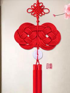 双钱结中国结挂件大号客厅高档玄关玉石入户门电视背景墙中式挂饰