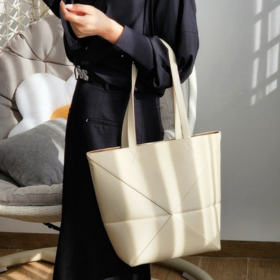 高级感mini拼接几何包puzzle fold 牛皮tote