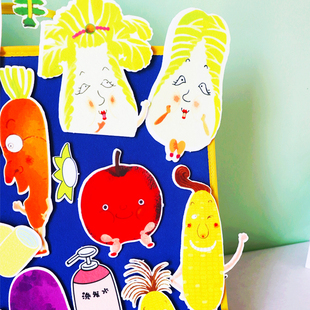 西兰花先生的理发店绘本毛毡玩具围裙剧道具故事表演英语教学教具