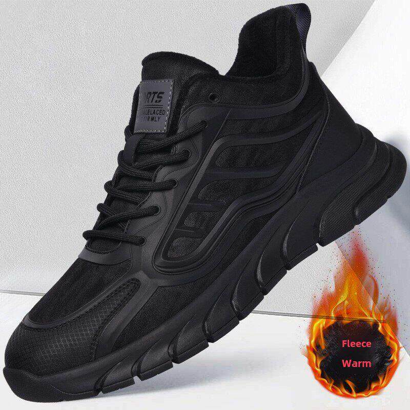 男鞋2025秋冬季新款休闲运动鞋男士高帮厚底防臭防滑加绒保暖棉鞋