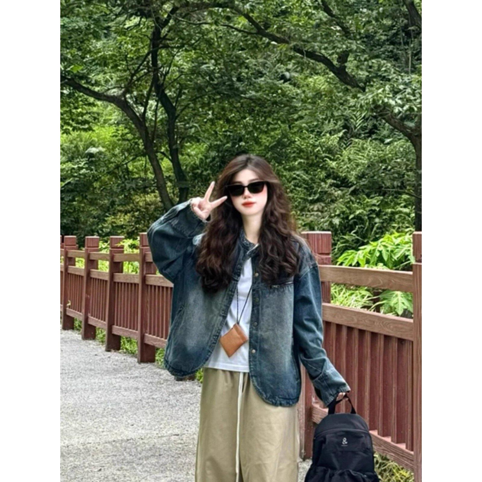 米兰风MDCW牛仔外套女春秋日系复古宽松休闲设计感小众夹克牛仔衣