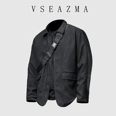 Vse Azma 2024秋冬季新款高端皮夹克翻领商务休闲高级感皮衣外套