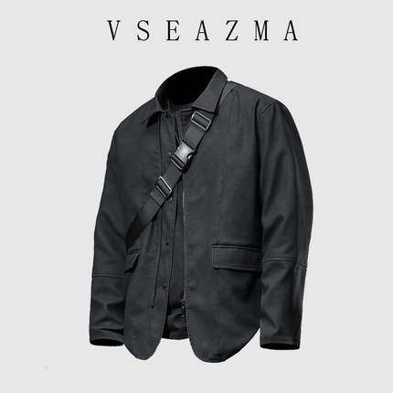 Vse Azma 2024秋冬季新款高端皮夹克翻领商务休闲高级感皮衣外套