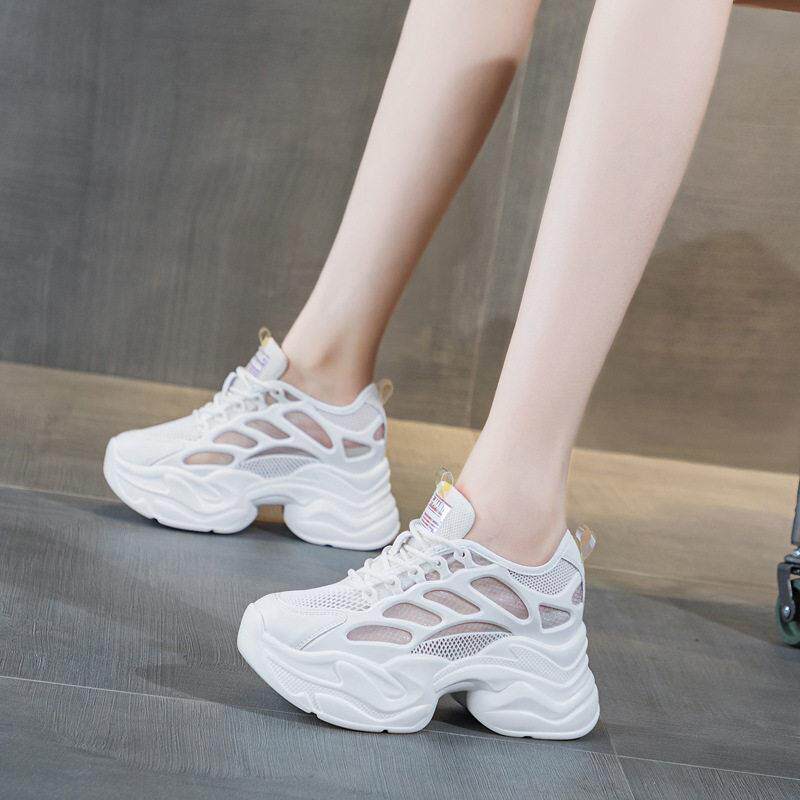 2025夏季透气老爹鞋ins 厚底休闲 鞋百搭网面运动鞋小白鞋女凉鞋
