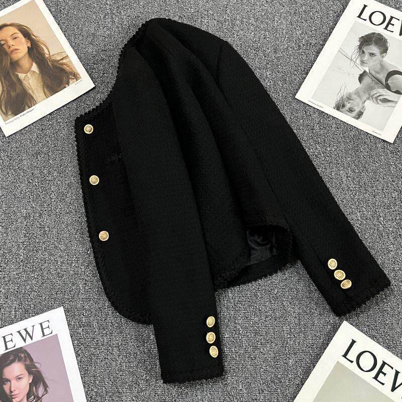 潮牌黑色小香风西装外套女2025秋冬新款设计感小个子休闲炸街西服