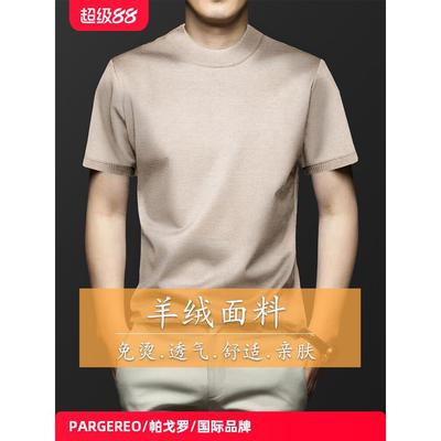 高端短袖t恤男套头纯色亲肤内搭针织打底衫上衣春冬季新