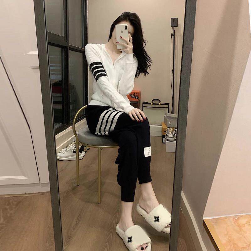 欧洲站2025年秋冬新款时尚休闲运动套装女洋气减龄针织卫衣两件套