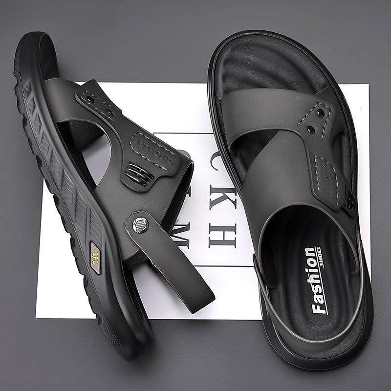 凉鞋男款2025新款夏季头层牛皮运动休闲沙滩鞋男士外穿两用凉拖鞋