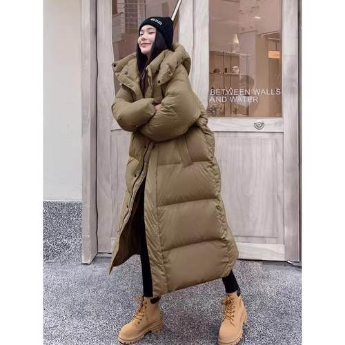 法国罗杰莫克斯白鸭羽绒服女子2024年冬季长过膝加厚宽松夹克