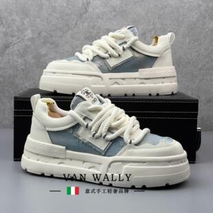 WALLY板鞋 休闲鞋 男2025新款 时尚 子男 轻奢百搭厚底增高小白鞋 VAN