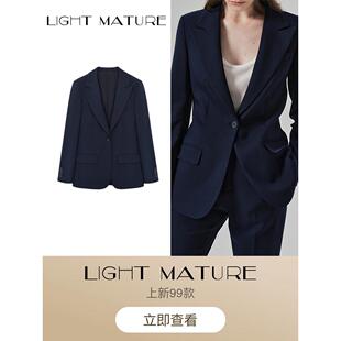 Ol面试套装 夹克工作服正式 浅色成熟海军蓝套装 工作场所需要动力