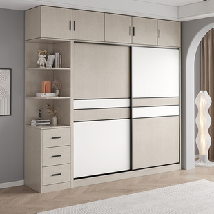 杉木生态板衣柜家用卧室全实木拉门简易滑动定制出租房用大衣柜