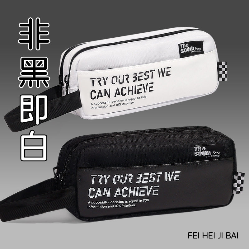 新款韩版大容量三层手提笔袋初中小学生多功能简约文具收纳袋