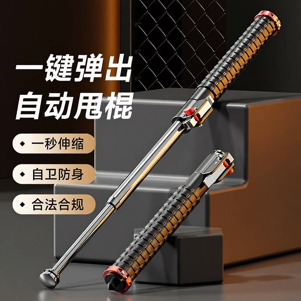26寸加粗自动弹簧棍21甩棍伸缩驱