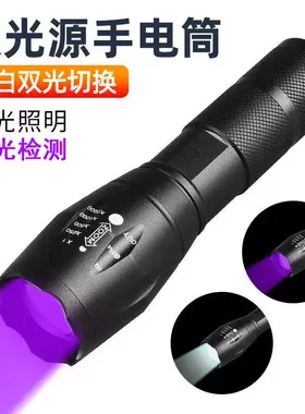 双光源充电白光紫光395UV手电筒