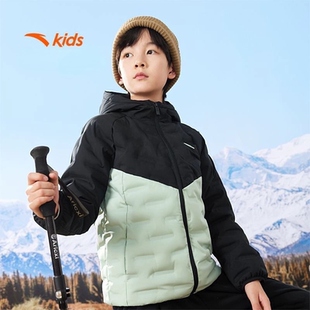 安踏儿童羽绒服男童2025秋冬新款 男大童轻薄羽绒服连帽保暖厚鸭绒