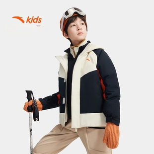安踏门店男童三防雨外套2025年冬季 三合一冲锋衣加绒保暖户外上衣