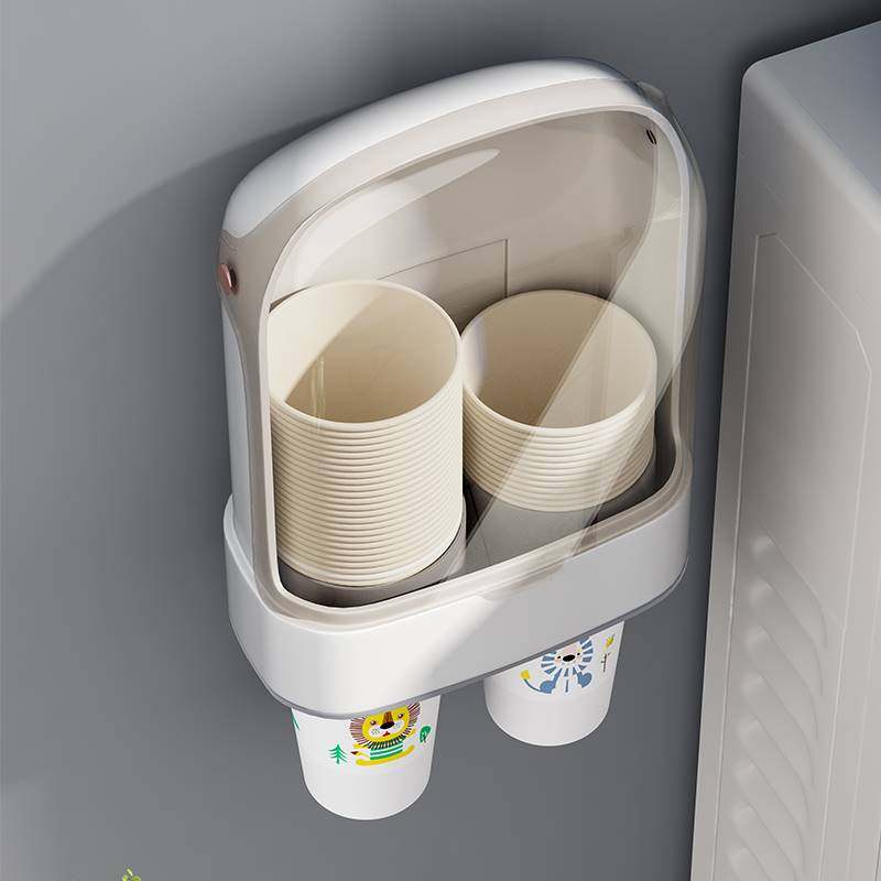 一次性杯子取杯器家用壁挂式纸杯取杯架防尘免打孔杯子收纳置物架