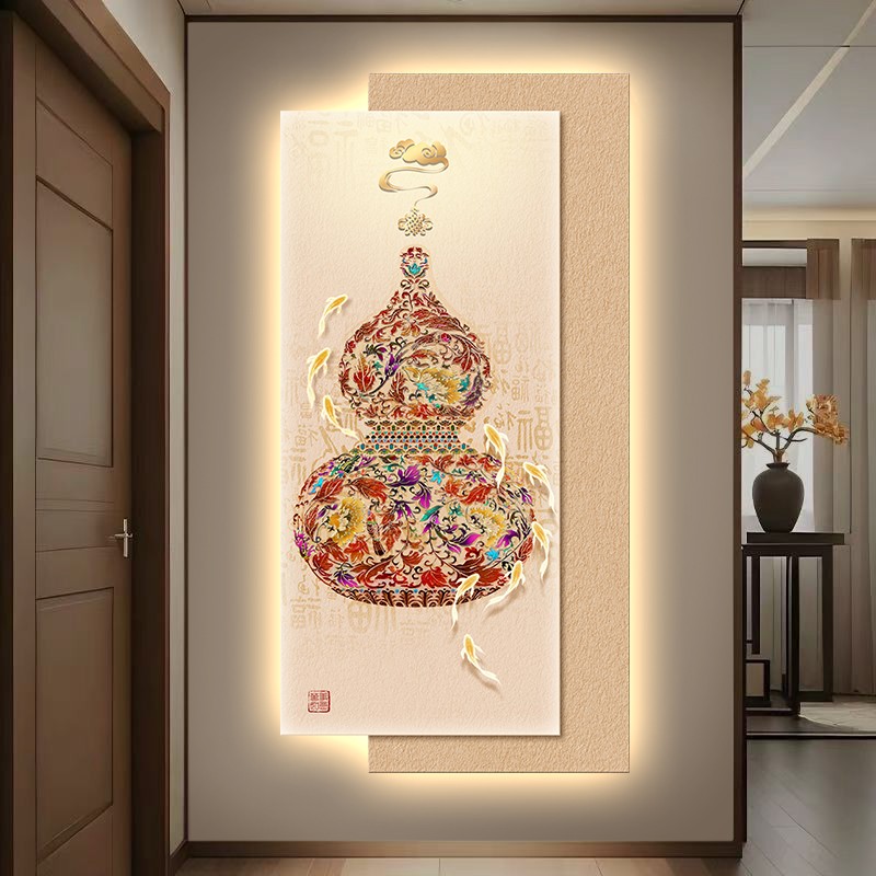 中式玄关装饰画葫芦入户正对门画