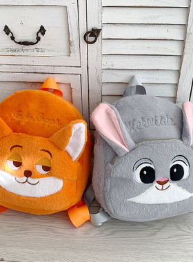 卡通兔朱迪尼克毛绒女童双肩背包女日常可爱疯狂动物城儿童小书包