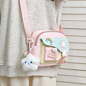 儿童斜挎包甜美小布包2025新款 女童外出背包可爱糖果色学生小背包