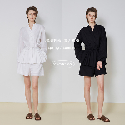 basicshenshen上衣短裤套装女夏
