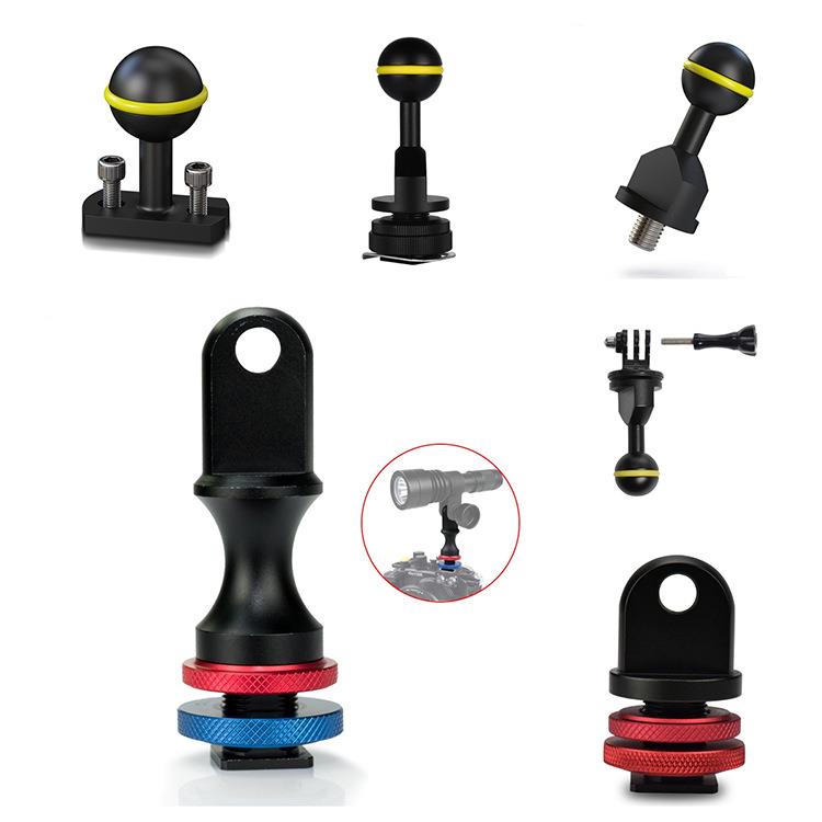 跨境 通用热靴相机支架球头gopro运动相机转接球头臂潜水摄影配件