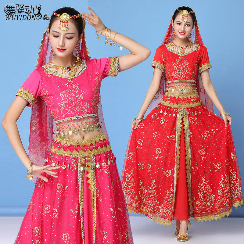 印度舞蹈纱丽舞台表演出服天竺少女新疆民族舞演出服异域风情服装