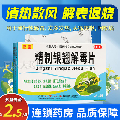 【正堂】精制银翘解毒片44mg*24片/盒