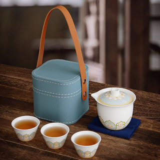 玉瓷旅行茶具便携式快客杯个人专用户外功夫茶杯泡茶壶随身包套装