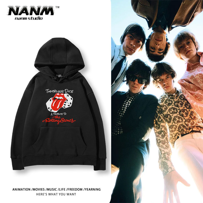 The Rolling Stones滚石乐队周边连帽卫衣男女秋冬季美式复古上衣