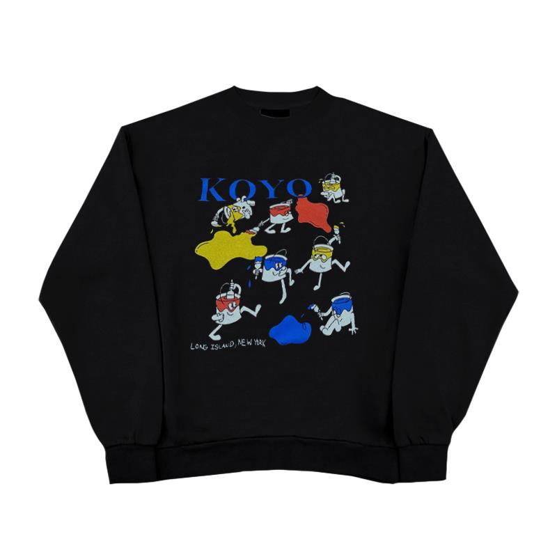 美式复古 vintage 拟人油漆桶创意印花潮流街头风圆领卫衣ins百搭