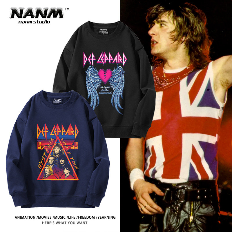 Def Leppard威豹乐队周边圆领卫衣男女2025秋冬新款美式加绒上衣