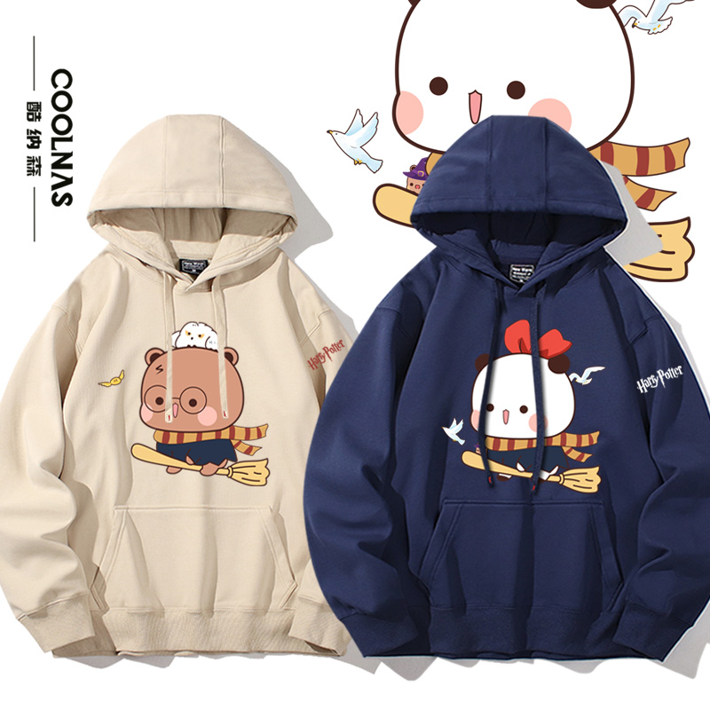 布布一二联名哈利波特周边卡通图案男女生春秋连帽卫衣上衣服新款