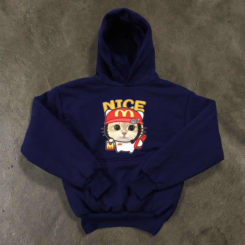 搞钱做慈善 429克重磅！美式复古男情侣加厚女长袖连帽卫衣