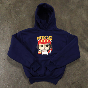 搞钱做慈善 429克重磅！美式复古男情侣加厚女长袖连帽卫衣