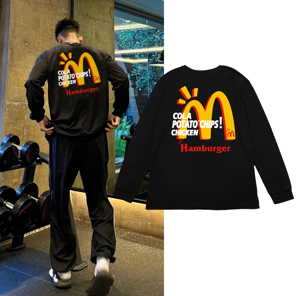 美式潮牌长袖麦当劳T恤门