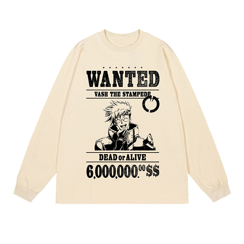 胶囊工作室日系动漫枪神Trigun长袖重磅纯棉复古休闲宽松打底T恤